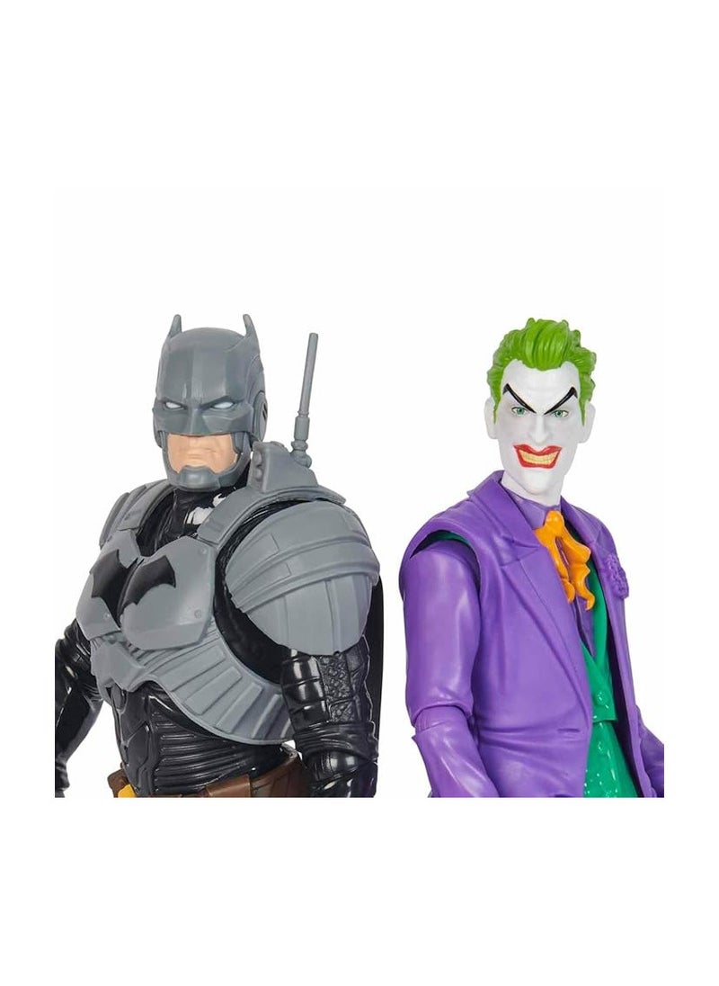 DC Comics, Batman Adventures, Batman vs The Joker Action Figures Set, 2 Figures, 12 Armour Accessories, 30-cm Super Hero Kids’ Toy for Boys and Girls