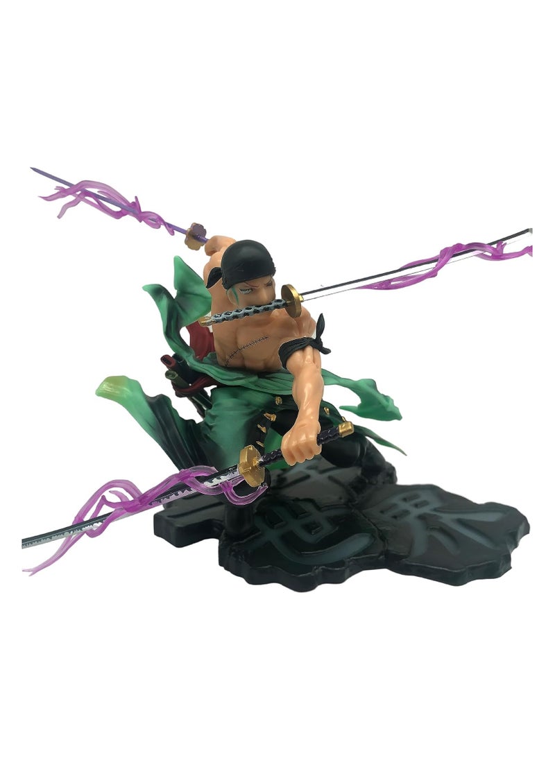 One Piece Anime Lorenor Zorro Figure Pirate Hunter Roronoa Zoro Figure, Santoryu Three Sword Style