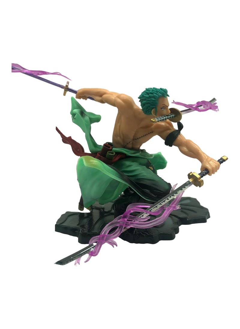 One Piece Anime Lorenor Zorro Figure Pirate Hunter Roronoa Zoro Figure, Santoryu Three Sword Style