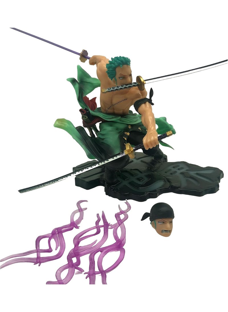 One Piece Anime Lorenor Zorro Figure Pirate Hunter Roronoa Zoro Figure, Santoryu Three Sword Style