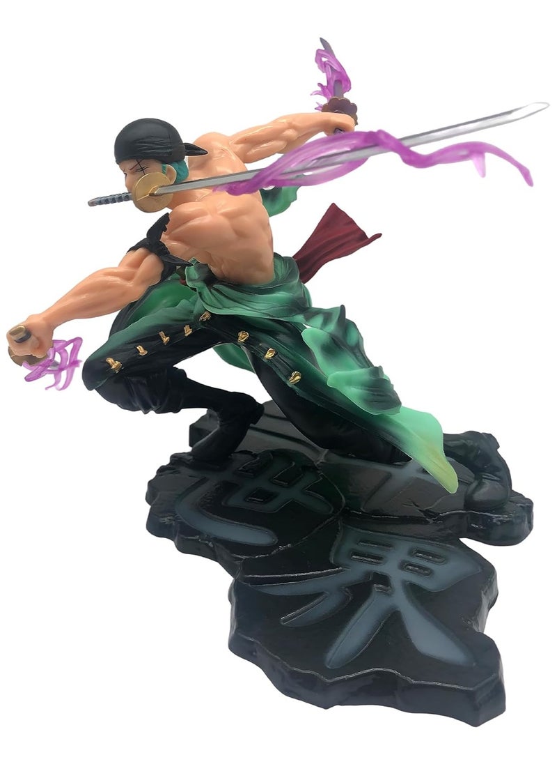 One Piece Anime Lorenor Zorro Figure Pirate Hunter Roronoa Zoro Figure, Santoryu Three Sword Style