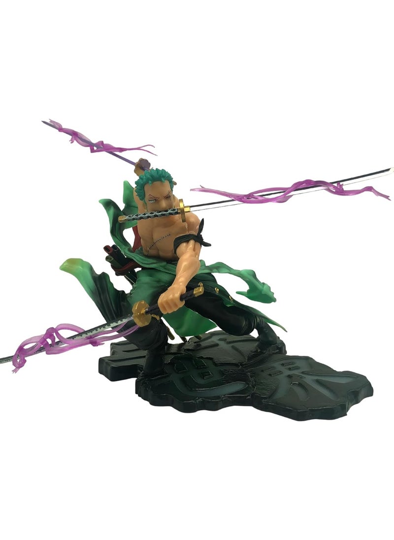 One Piece Anime Lorenor Zorro Figure Pirate Hunter Roronoa Zoro Figure, Santoryu Three Sword Style