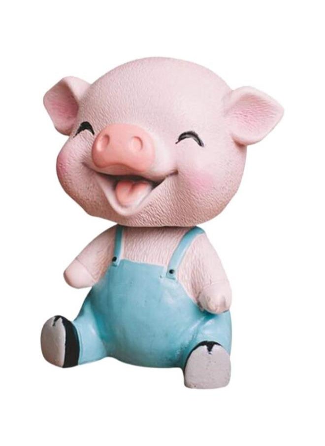 Piggy Bobble Shaking Head Toy Resin Pig Figurines Cake Ornament Car Dashboard Decoration Birthday Party Favors Gifts (Blue)