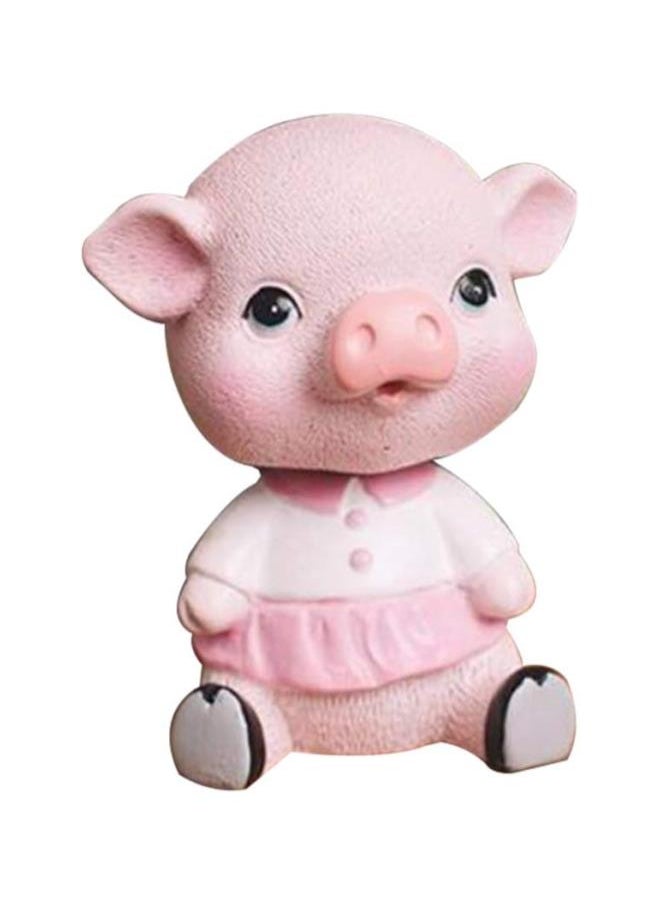 Piggy Bobble Shaking Head Toy Resin Pig Figurines Cake Ornament Car Dashboard Decoration Birthday Party Favors Gifts (Pink)