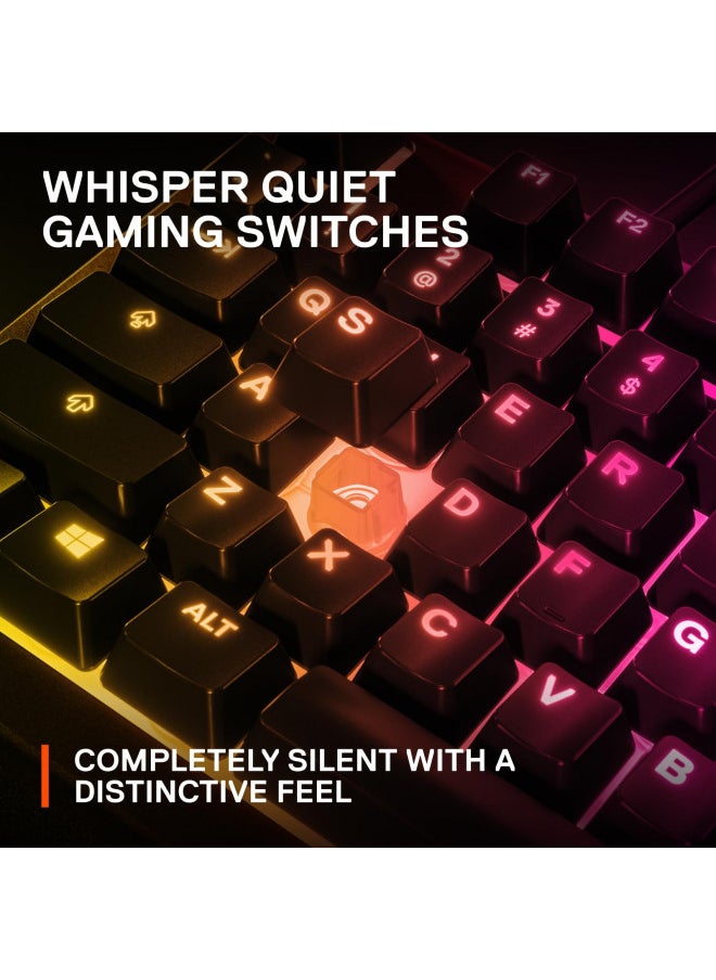 SteelSeries Apex 3 RGB Gaming Keyboard 10-Zone RGB Illumination IP32 Water Resistant Premium Magnetic Wrist Rest (Whisper Quiet Gaming Switch)