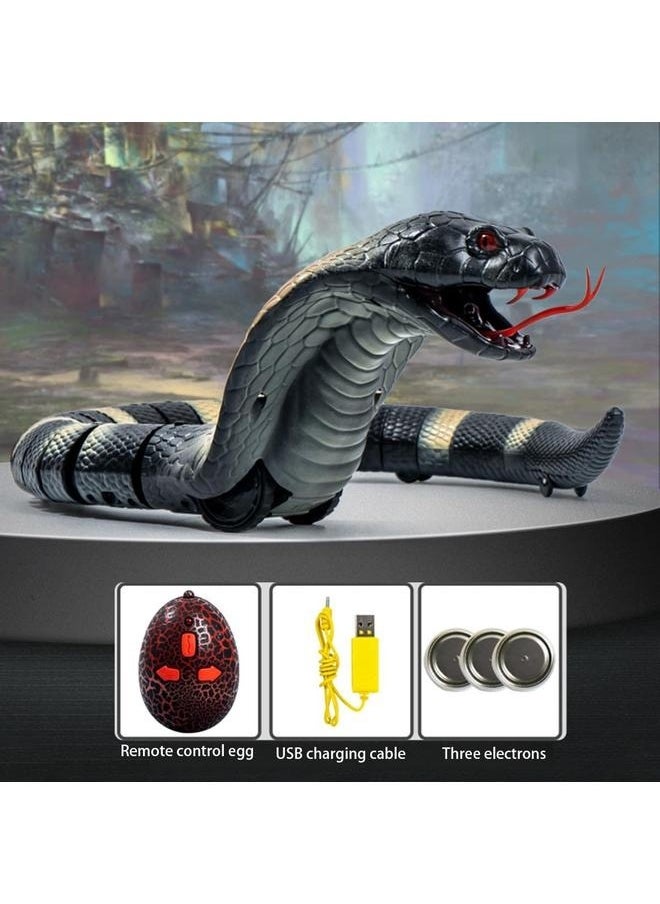 Remote Controlled Wireless Flexible Realistic Fast Moving Naga Cobra Snake Toy 44x6.5cm，Realistic Cobra Prank Party Essential, Rechargeable Animal Toy