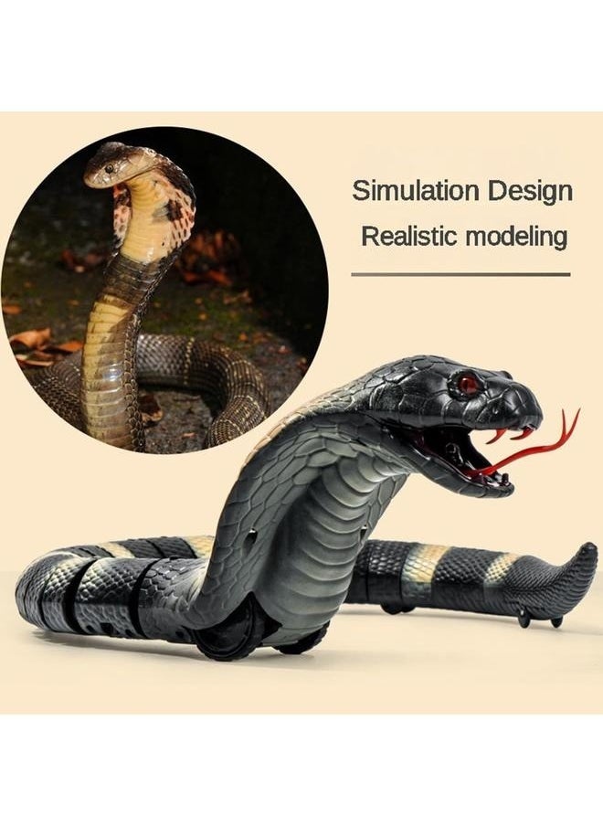 Remote Controlled Wireless Flexible Realistic Fast Moving Naga Cobra Snake Toy 44x6.5cm，Realistic Cobra Prank Party Essential, Rechargeable Animal Toy