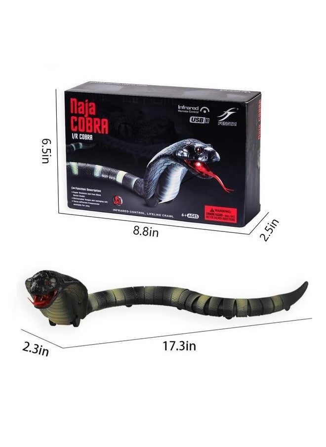 Remote Controlled Wireless Flexible Realistic Fast Moving Naga Cobra Snake Toy 44x6.5cm，Realistic Cobra Prank Party Essential, Rechargeable Animal Toy