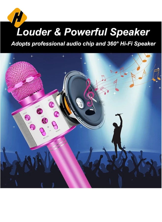 Bluetooth Karaoke Microphone Wireless,Portable Singing Microphone for Kids Adults,Karaoke Machine for Kids Toys,Birthday Gifts Ideas for 3 4 5 6 7 8 9 10 11 12 Year Old Girls Boys Teens