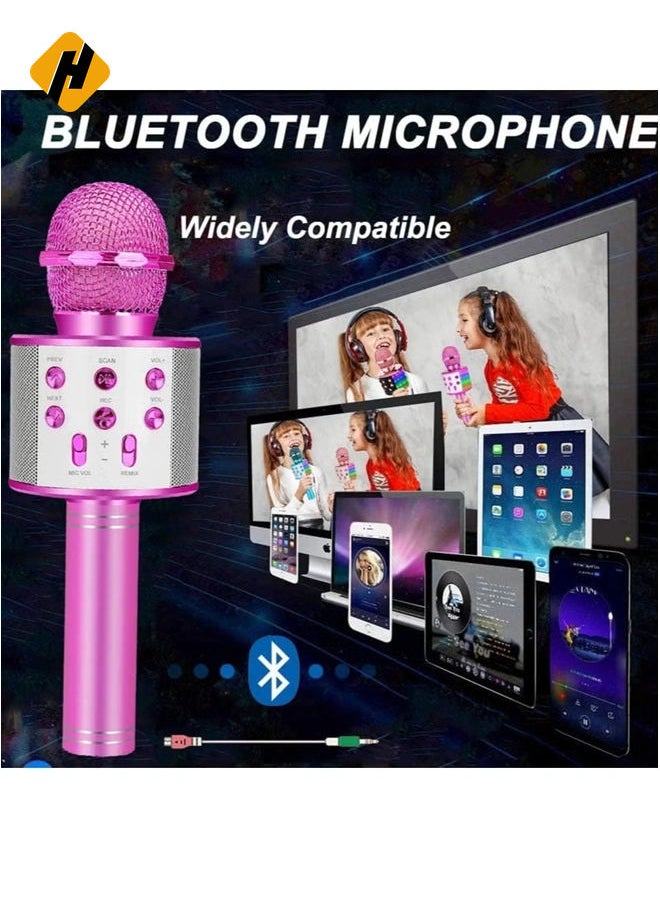 Bluetooth Karaoke Microphone Wireless,Portable Singing Microphone for Kids Adults,Karaoke Machine for Kids Toys,Birthday Gifts Ideas for 3 4 5 6 7 8 9 10 11 12 Year Old Girls Boys Teens