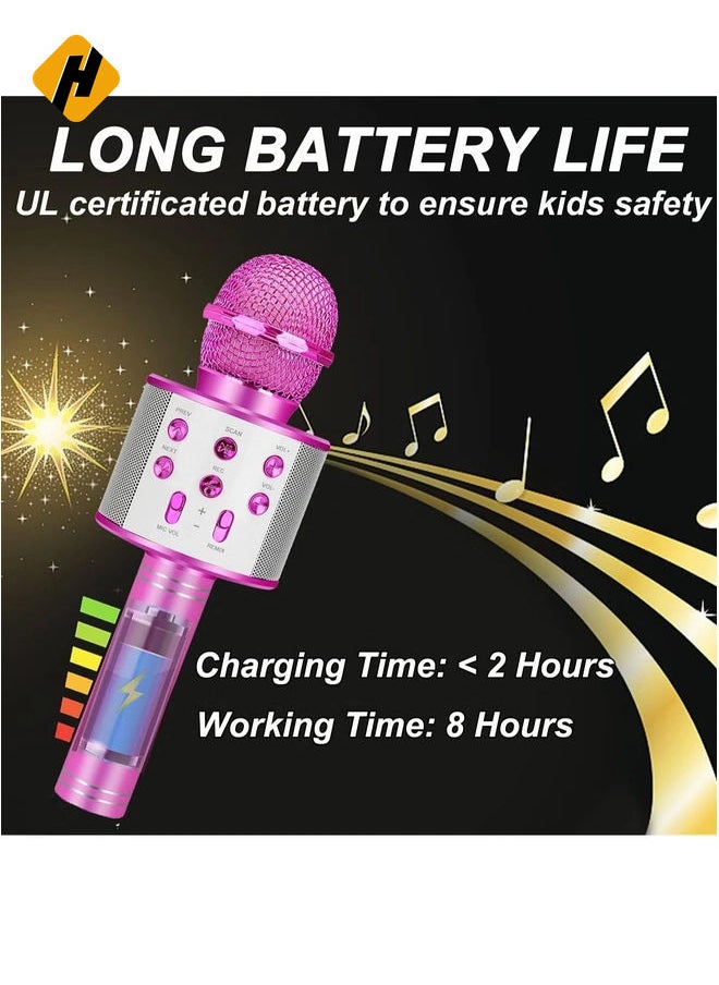 Bluetooth Karaoke Microphone Wireless,Portable Singing Microphone for Kids Adults,Karaoke Machine for Kids Toys,Birthday Gifts Ideas for 3 4 5 6 7 8 9 10 11 12 Year Old Girls Boys Teens