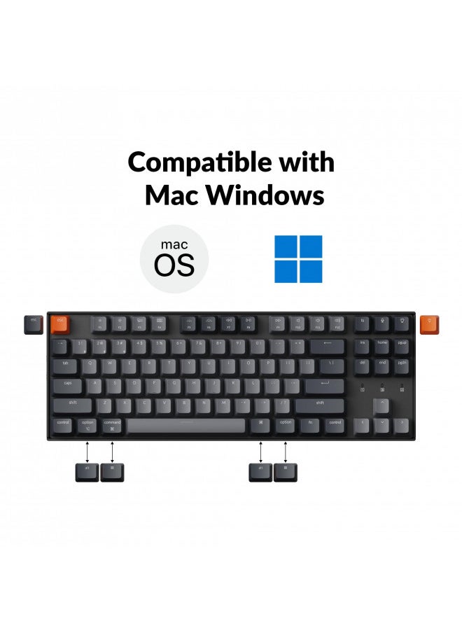 Keychron K8 Tenkeyless Wireless Mechanical Keyboard for Mac, White Backlight, Bluetooth, Multitasking, Type-C Wired Gaming Keyboard for Windows with Gateron G Pro Red Switch