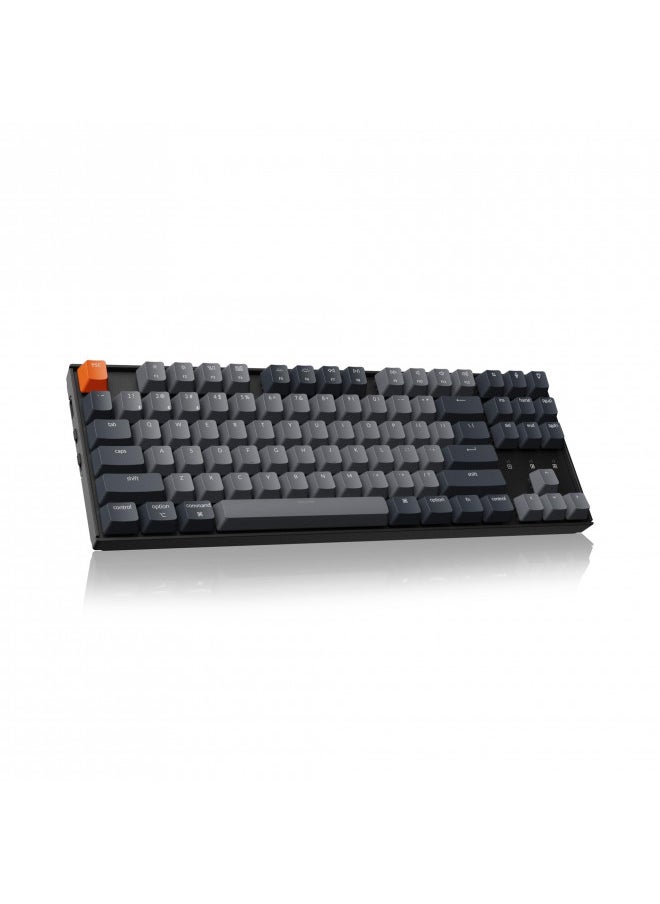 Keychron K8 Tenkeyless Wireless Mechanical Keyboard for Mac, White Backlight, Bluetooth, Multitasking, Type-C Wired Gaming Keyboard for Windows with Gateron G Pro Red Switch