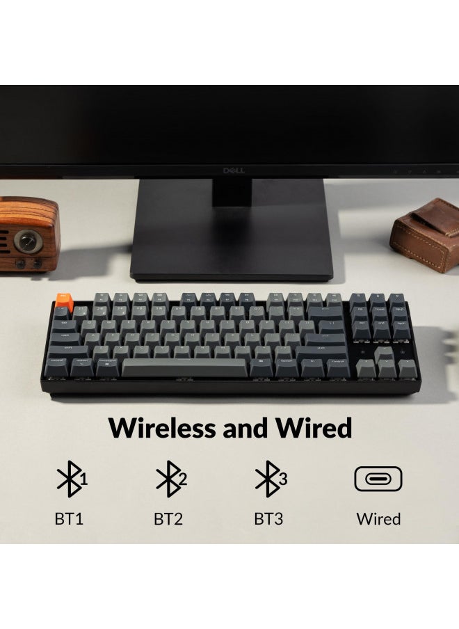 Keychron K8 Tenkeyless Wireless Mechanical Keyboard for Mac, White Backlight, Bluetooth, Multitasking, Type-C Wired Gaming Keyboard for Windows with Gateron G Pro Red Switch