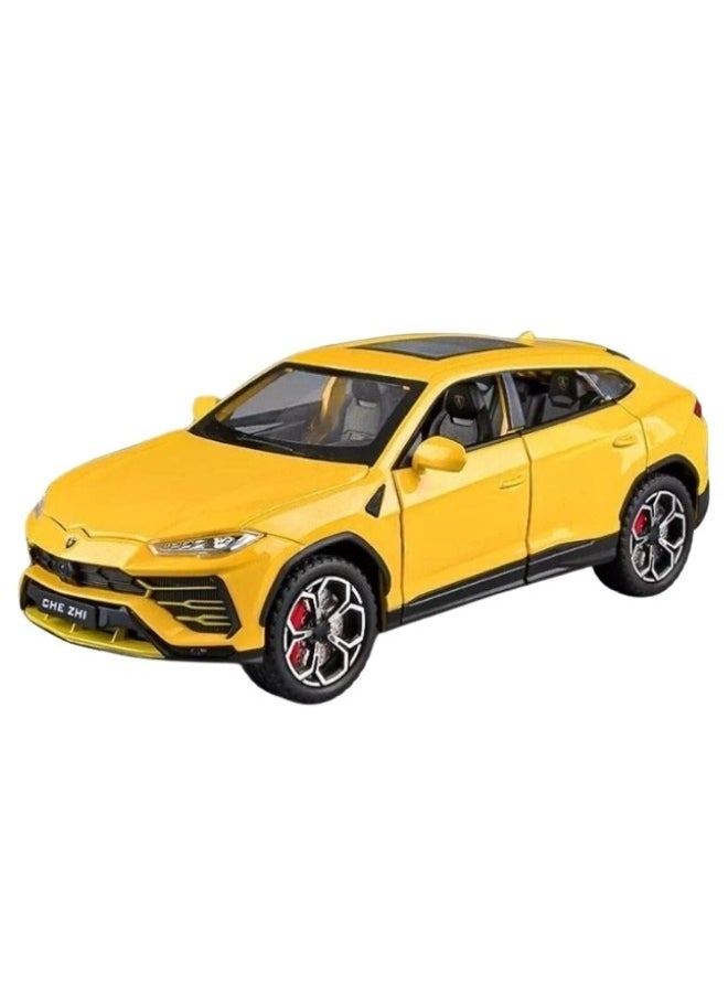 1:24 Lamborghini Urus Car Model, Diecast Pull Back Car Toy car, Doors Open, Light and Sound, Boys Toys Kids Adults Gifts (YELLOW)