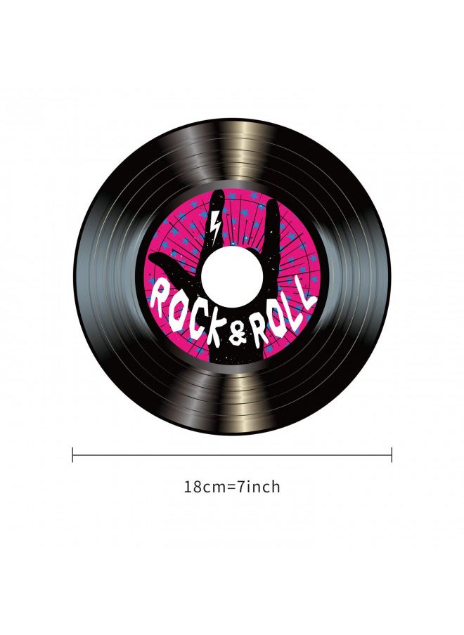 Boao 35 Pieces 7 Inch 1950's Rock and Roll Party Decorations Retro Aesthetic Records Signs for Wall Decor 50's Theme Party Decorations Music Party Supplies (50s Rock Party Decorations)