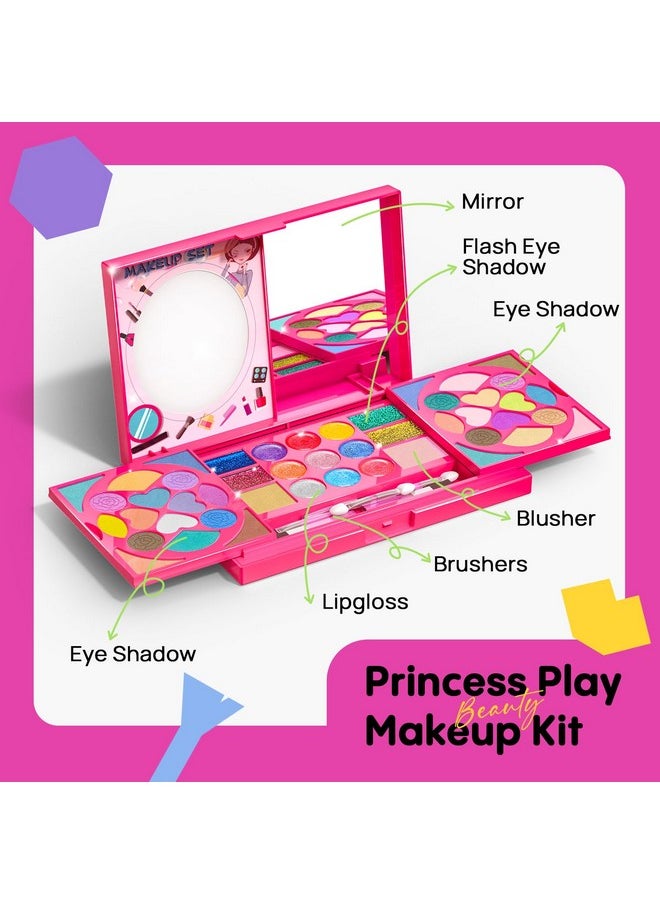 Kids Makeup Kit For Girl, Washable Real Safe & Non-Toxic Little Girl Makeup Set, Princess Toys For 3-6 Year Old Kids Girl Toys Christmas & Birthday Gift