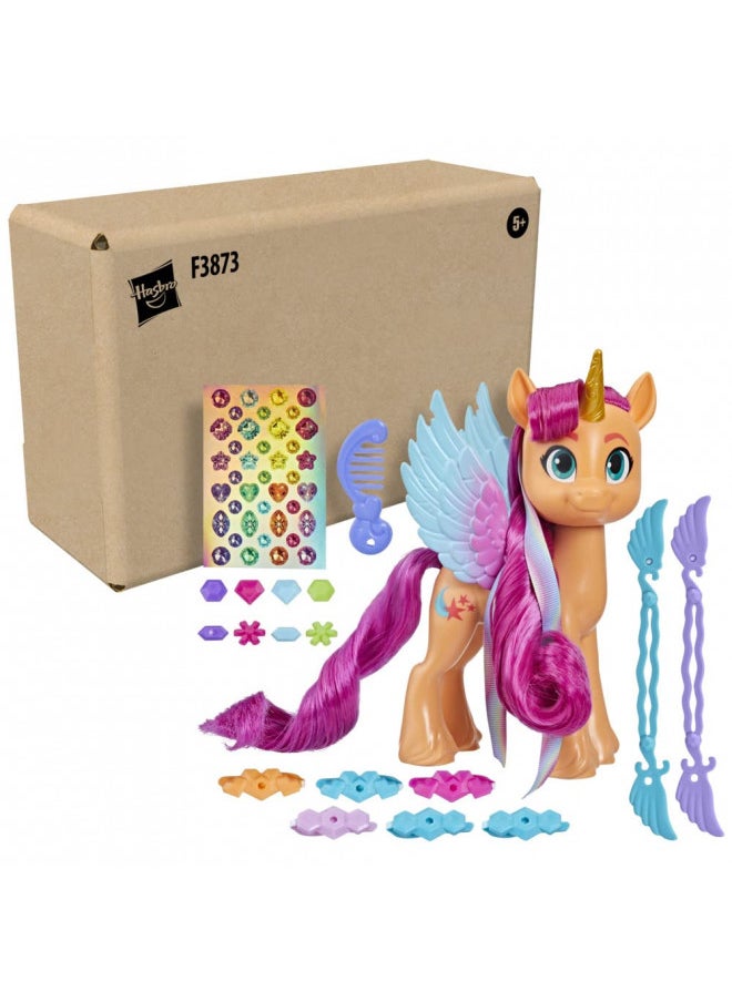 My Little Pony Toys: Make Your Mark Sunny Starscout Ribbon Hairstyles, 6-Inch Orange Pony Toy, Toys for 5 Year Old Girls and Boys and Up, with Hair Styling Accessories