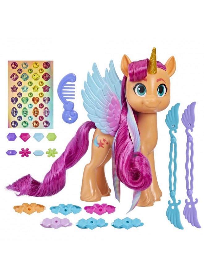 My Little Pony Toys: Make Your Mark Sunny Starscout Ribbon Hairstyles, 6-Inch Orange Pony Toy, Toys for 5 Year Old Girls and Boys and Up, with Hair Styling Accessories