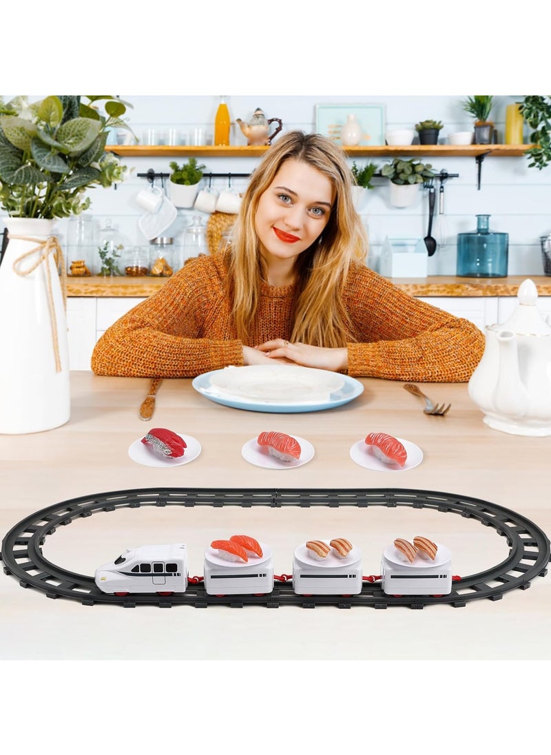 Sushi Train Toys - Child Day Rotating Sushi Bar Train Goes Around Train Toys Japanese Sashimi Plates Sushi Serving Tray for Child Days of Week DIY Sushi Making Supplies