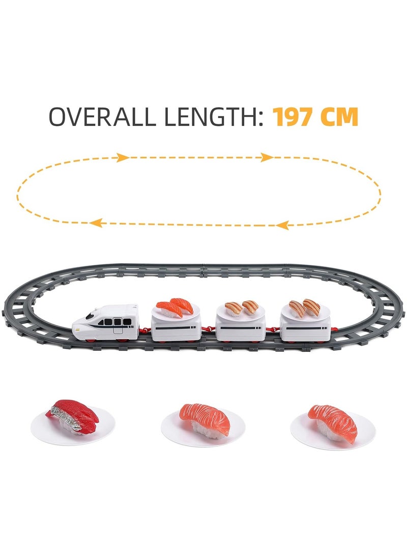 Sushi Train Toys - Child Day Rotating Sushi Bar Train Goes Around Train Toys Japanese Sashimi Plates Sushi Serving Tray for Child Days of Week DIY Sushi Making Supplies