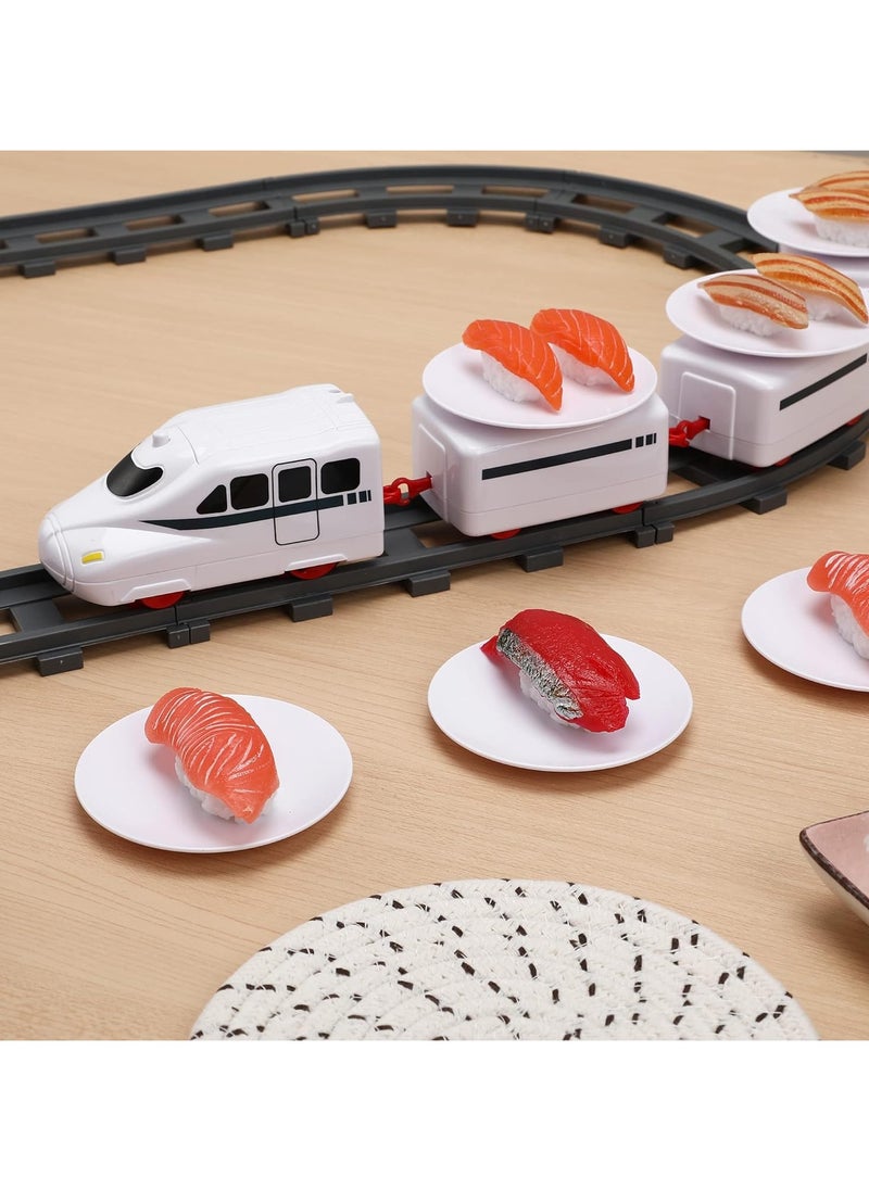 Sushi Train Toys - Child Day Rotating Sushi Bar Train Goes Around Train Toys Japanese Sashimi Plates Sushi Serving Tray for Child Days of Week DIY Sushi Making Supplies