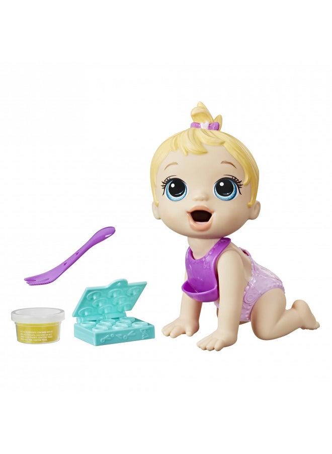 Baby Alive Lil Snacks Doll, Eats and Poops, Snack-Themed 8-Inch Baby Doll, Snack Box Mold, Toy for Kids Ages 3 and Up, Blonde Hair