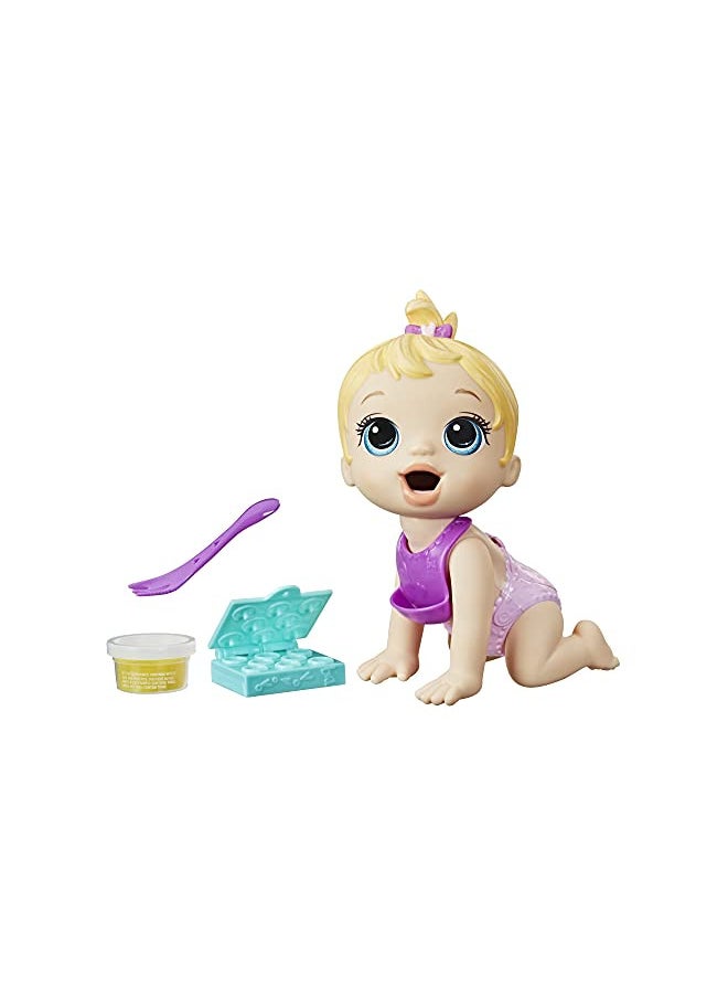 Baby Alive Lil Snacks Doll, Eats and Poops, Snack-Themed 8-Inch Baby Doll, Snack Box Mold, Toy for Kids Ages 3 and Up, Blonde Hair