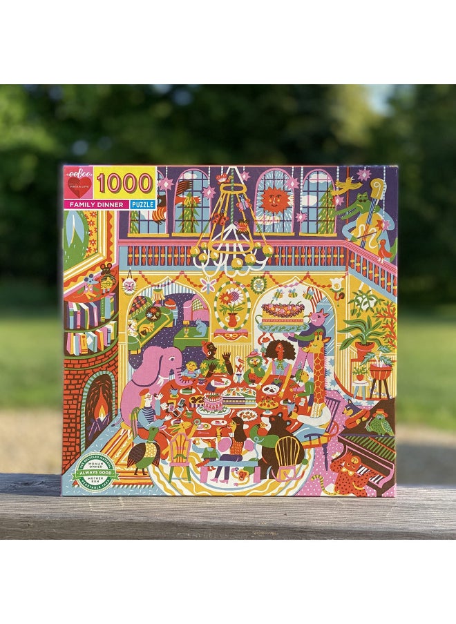 eeBoo: Piece and Love Family Dinner Night 1000 Piece Square Jigsaw Puzzle, Sturdy Puzzle Pieces, A Cooperative Activity with Friends and Family