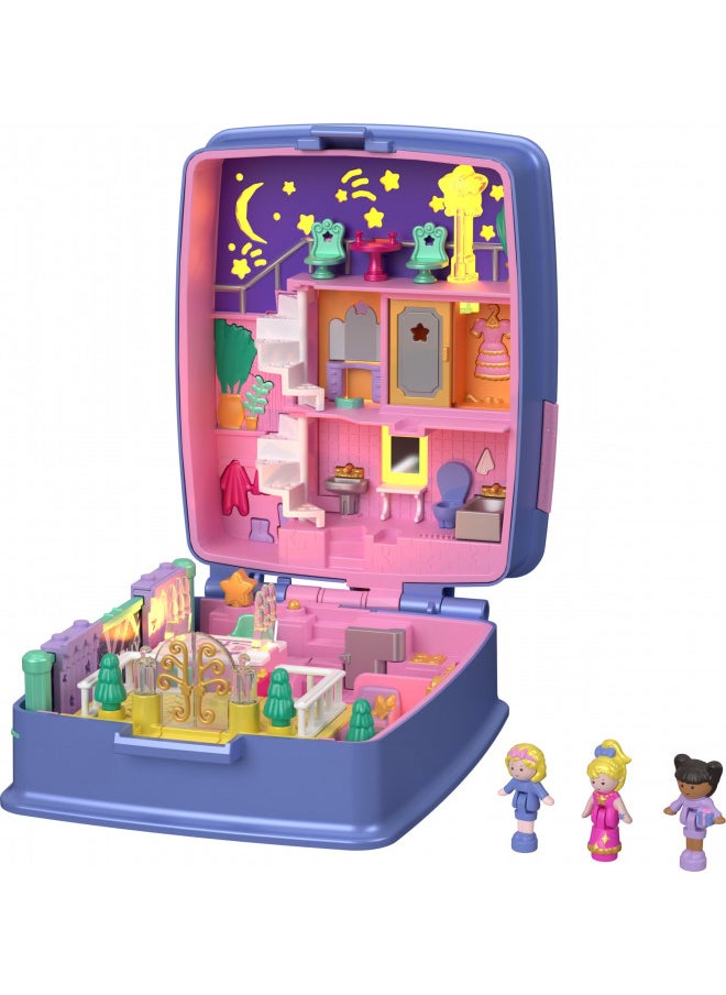 Polly Pocket Keepsake Collection Starlight Dinner Party Compact, Heritage Playset with 3 Dolls and Lights