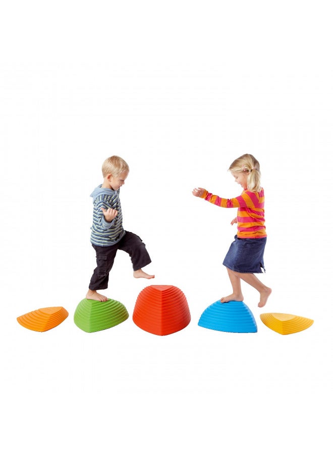 GONGE Hilltops - The Original Non-Slip Stepping Stones for Kids - Balance, Coordination, Motor Skills - Vibrant Colors - Set of 5