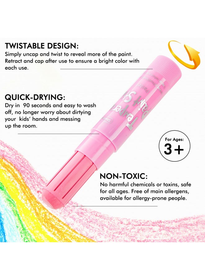 Shuttle Art Tempera Paint Sticks, 20 Pastel Colors, Solid Tempera Paint for Kids, Super Quick Drying, Works Great on Paper Wood Glass Ceramic Canvas