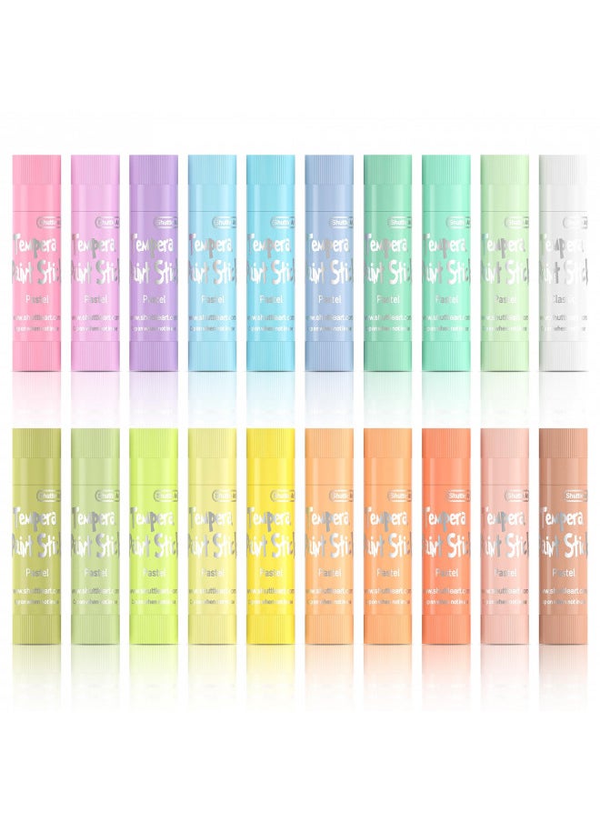 Shuttle Art Tempera Paint Sticks, 20 Pastel Colors, Solid Tempera Paint for Kids, Super Quick Drying, Works Great on Paper Wood Glass Ceramic Canvas
