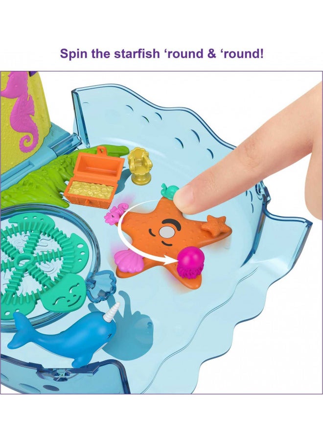 Polly Pocket Bubble Aquarium with Underwater Theme, 2 Bubble-Making Features, Pool, Micro Polly & Mermaid Doll, Bubble Solution & 18 Accessories, Pop & Swap Feature, for Ages 4 Years Old & Up
