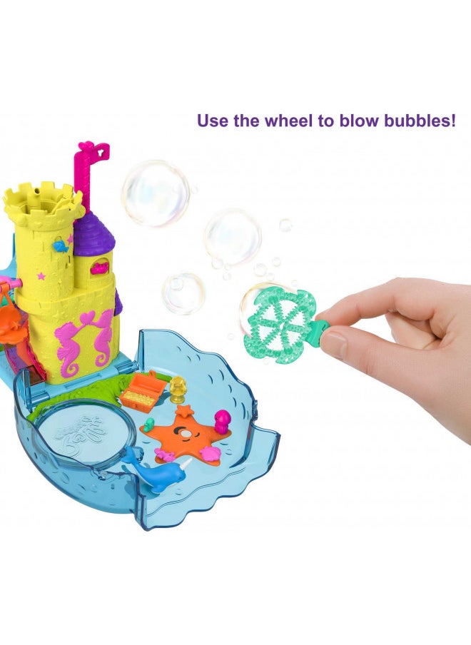 Polly Pocket Bubble Aquarium with Underwater Theme, 2 Bubble-Making Features, Pool, Micro Polly & Mermaid Doll, Bubble Solution & 18 Accessories, Pop & Swap Feature, for Ages 4 Years Old & Up