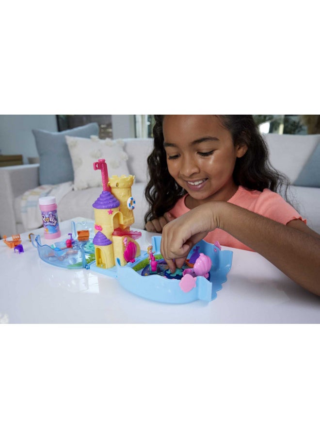 Polly Pocket Bubble Aquarium with Underwater Theme, 2 Bubble-Making Features, Pool, Micro Polly & Mermaid Doll, Bubble Solution & 18 Accessories, Pop & Swap Feature, for Ages 4 Years Old & Up