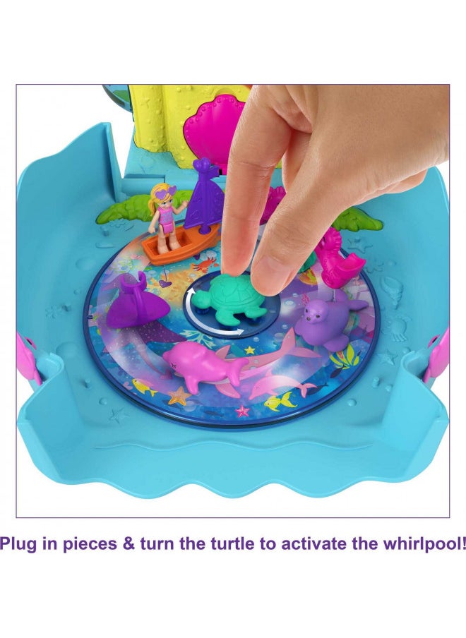 Polly Pocket Bubble Aquarium with Underwater Theme, 2 Bubble-Making Features, Pool, Micro Polly & Mermaid Doll, Bubble Solution & 18 Accessories, Pop & Swap Feature, for Ages 4 Years Old & Up