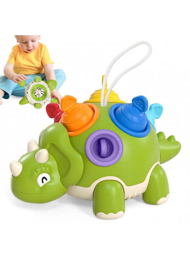 1 Year Old Toys - Montessori Dinosaur Toys One Year Old Boy Birthday Gift, Sensory Pop Pull String Fidget Spinner Toy, Educational Developmental Baby Toys 12-18 Months, Stocking Stuffers for Kids