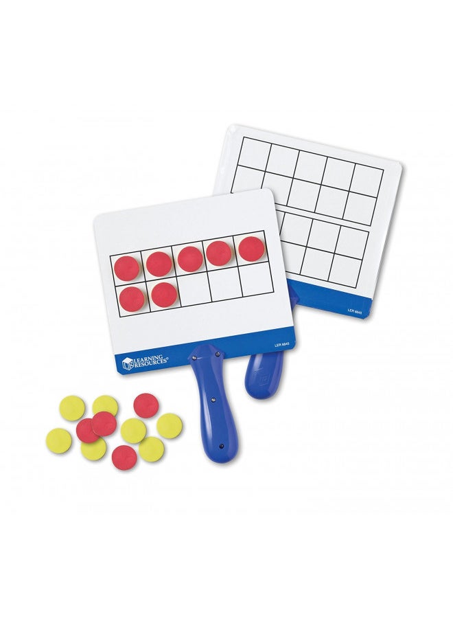 Learning Resources Magnetic Ten-Frame Answer Boards - Set of 4 with 100 Colorful counters/Discs, Ages 5+ | Grades K+ Giant Magnetic Ten Frame Boards Set, Math Manipulatives