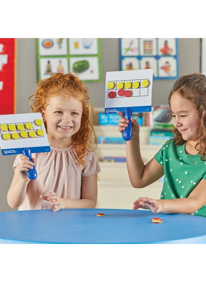 Learning Resources Magnetic Ten-Frame Answer Boards - Set of 4 with 100 Colorful counters/Discs, Ages 5+ | Grades K+ Giant Magnetic Ten Frame Boards Set, Math Manipulatives