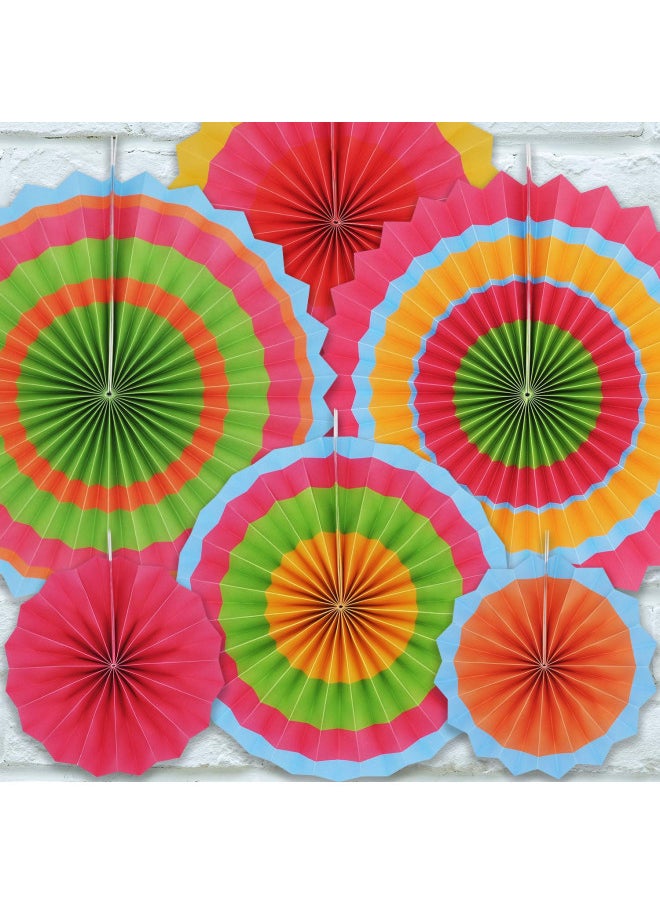 JOYIN 24 Colorful Hanging Paper Fan Round Wheel Disc for Fiesta Party Supplies Decoration, Luau Event Photo Props, Cinco De Mayo Mexican Festivals, Carnivals, Taco Tuesday Event.