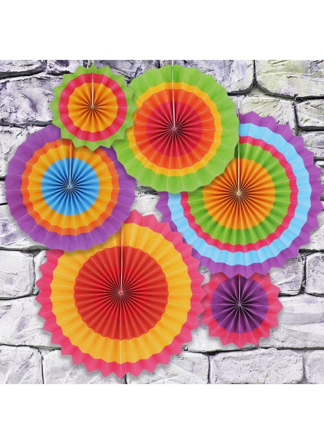 JOYIN 24 Colorful Hanging Paper Fan Round Wheel Disc for Fiesta Party Supplies Decoration, Luau Event Photo Props, Cinco De Mayo Mexican Festivals, Carnivals, Taco Tuesday Event.