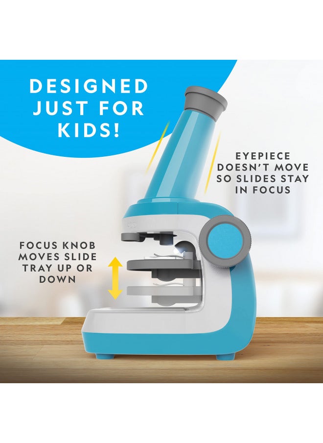 NATIONAL GEOGRAPHIC Microscope for Kids - Science Kit with an Easy-to-Use Kids Microscope, Up to 400x Zoom, Blank and Prepared Slides, Rock & Mineral Specimens, STEM Project Toy (Amazon Exclusive)
