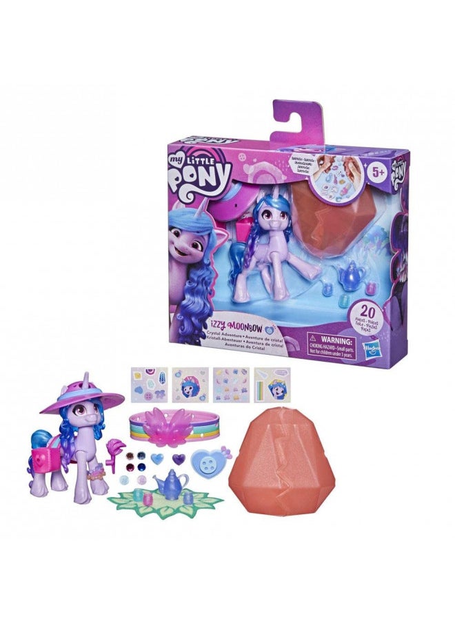 My Little Pony: A New Generation Movie Crystal Adventure Izzy Moonbow - 3-Inch Purple Pony Toy, Surprise Accessories, Friendship Bracelet