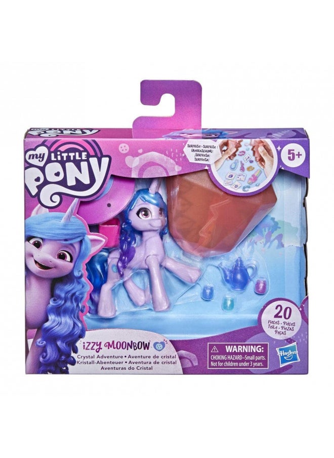 My Little Pony: A New Generation Movie Crystal Adventure Izzy Moonbow - 3-Inch Purple Pony Toy, Surprise Accessories, Friendship Bracelet