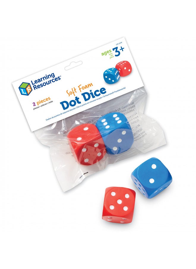 Learning Resources Foam Dice: Dot Dice, Red and Blue 6-Sided Foam Dice, Early Math Skills, Set of 2, Grades PreK+, Ages 3+