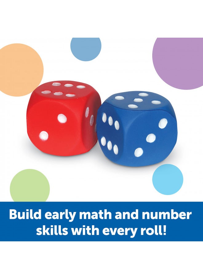 Learning Resources Foam Dice: Dot Dice, Red and Blue 6-Sided Foam Dice, Early Math Skills, Set of 2, Grades PreK+, Ages 3+