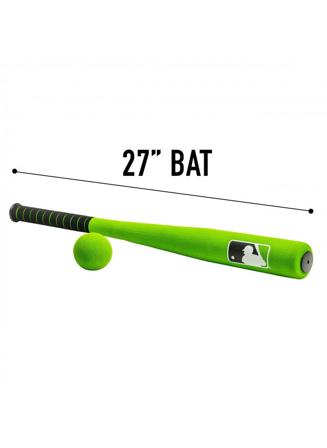 Franklin Sports MLB Kids Foam Baseball Bat + Ball Set - Toy Bat + Foam Ball Set for Kids + Toddlers - Standard Barrel - Green - 27