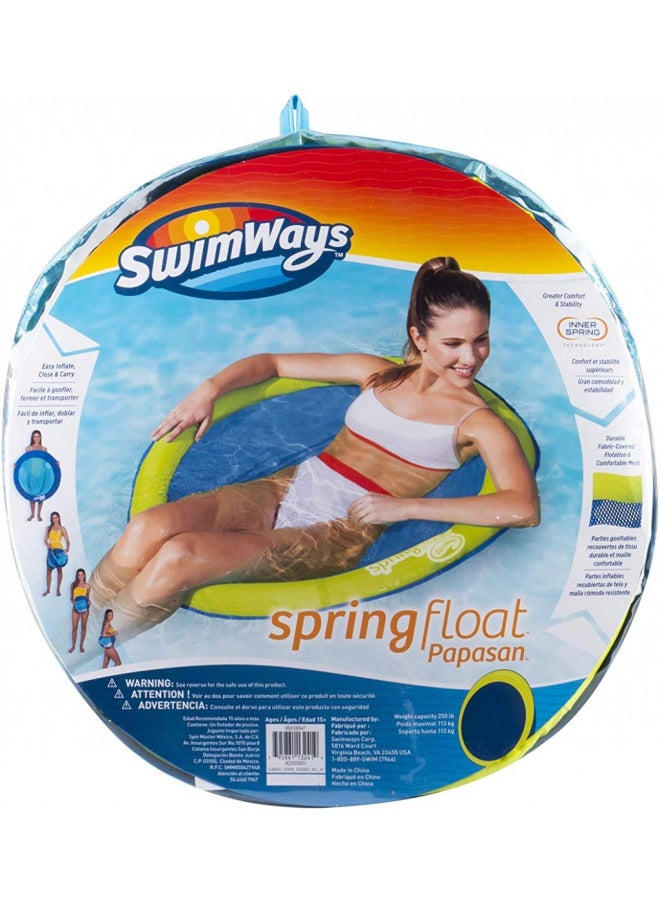 SwimWays Spring Float Papasan - Mesh Float for Pool or Lake - Light Blue/Lime