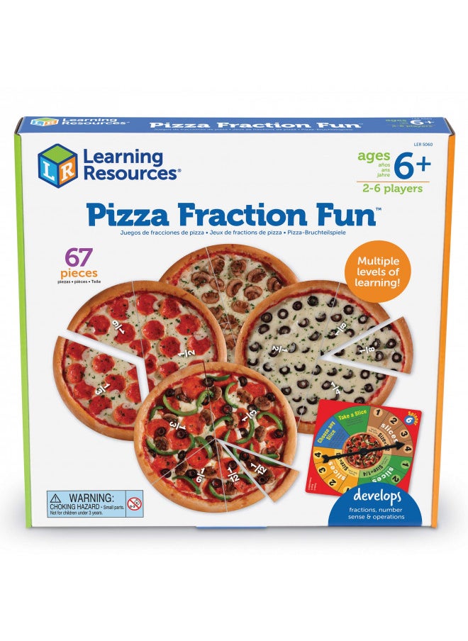 Learning Resources Pizza Fraction Fun Game, 13 Fraction Pizzas, 67 Piece Game, Ages 6+